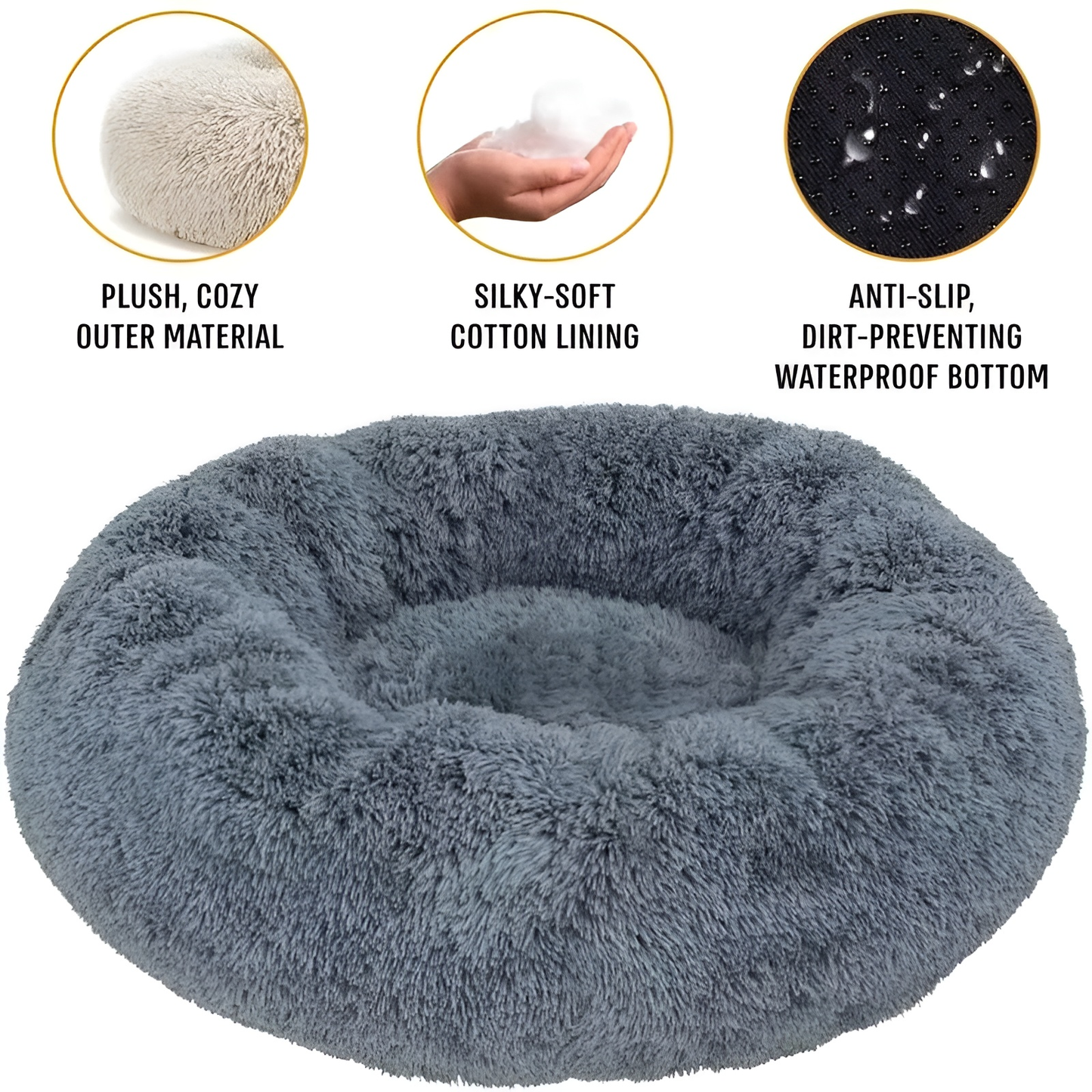 🐾 Fluffin™ Cozy Plush Donut Bed – 💤 Self-Warming, Machine Washable & Ultra-Soft Comfort for Dogs & Cats 🐶🐱